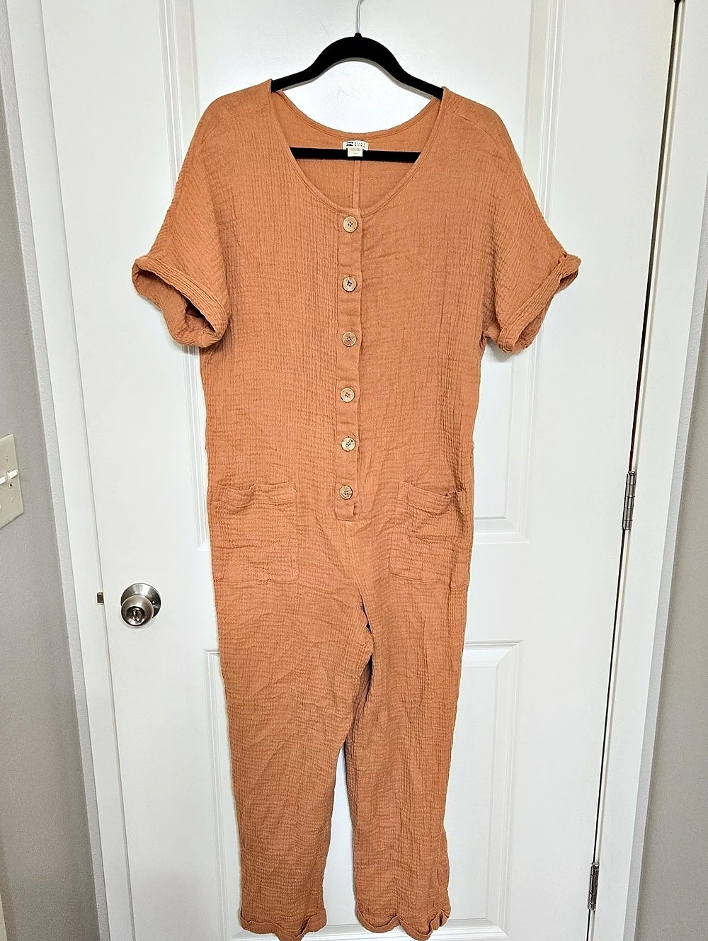Billabong Pacific Time Jumpsuit Cotton Short Sleeve Brown